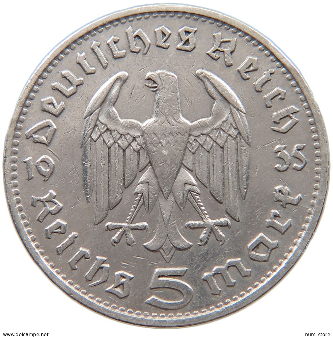 DRITTES REICH 5 MARK 1935 D  #a063 0703 - 5 Reichsmark
