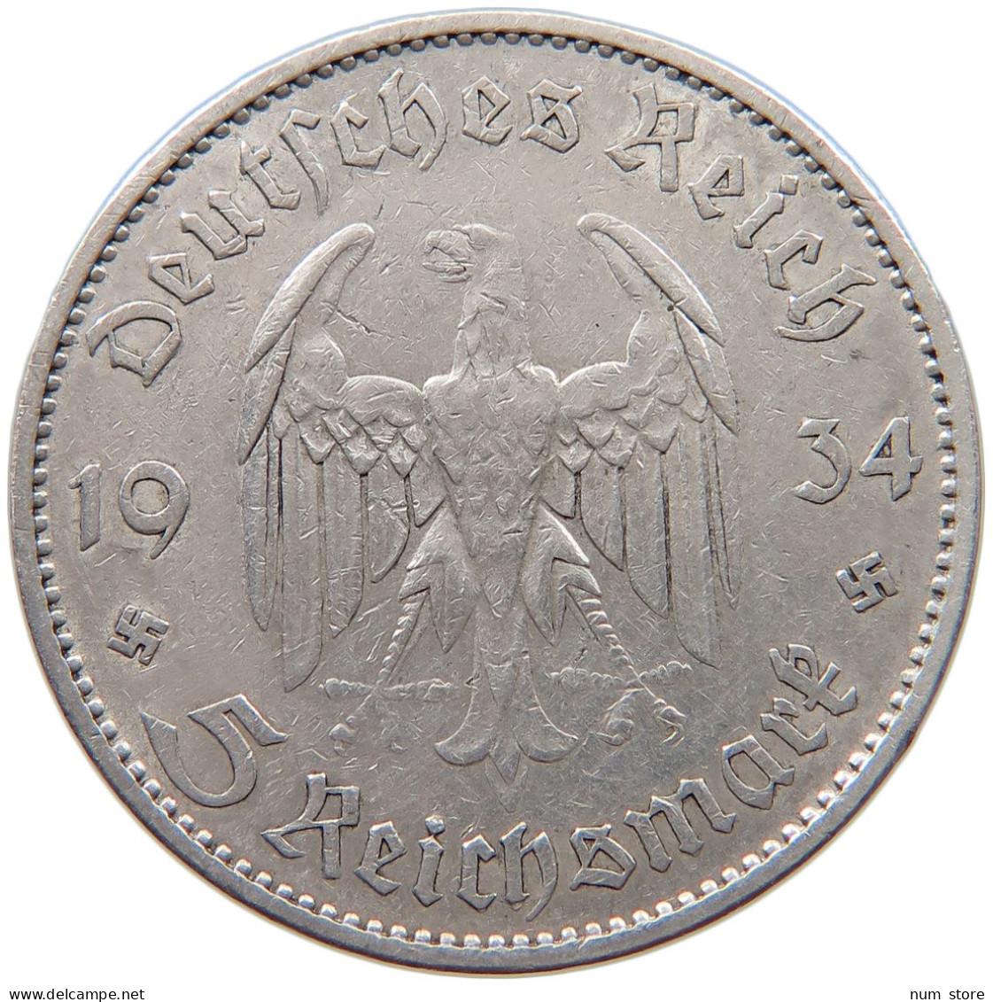 DRITTES REICH 5 MARK 1934 A  #c068 0369 - 5 Reichsmark