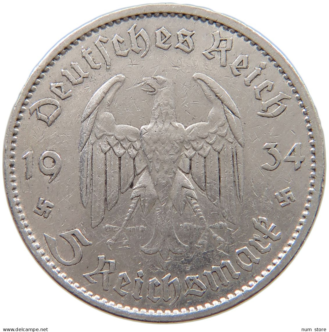 DRITTES REICH 5 MARK 1934 A  #a063 0711 - 5 Reichsmark