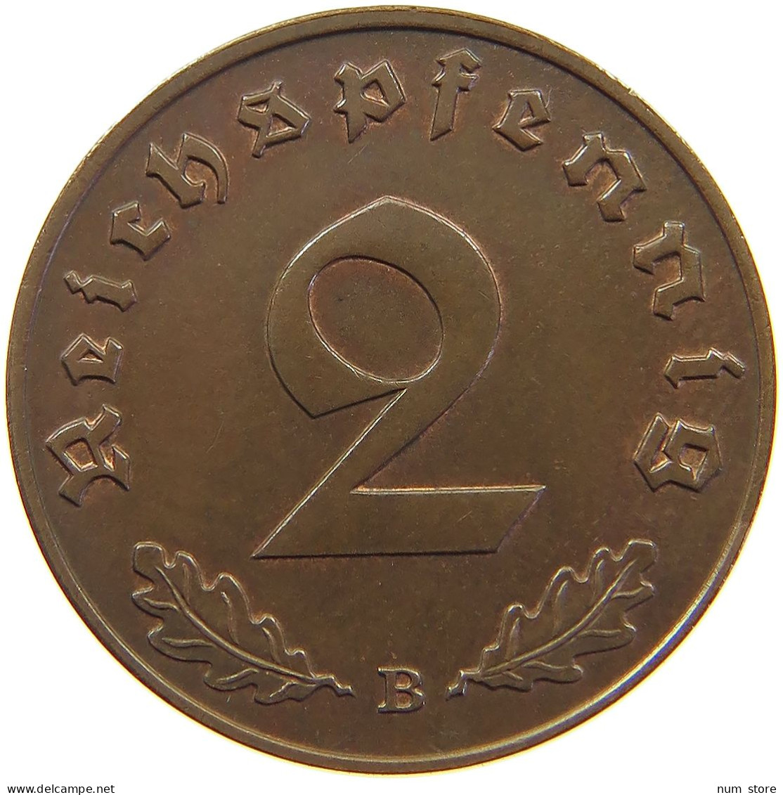 DRITTES REICH 2 PFENNIG 1939 B  #a063 0119 - 2 Reichspfennig
