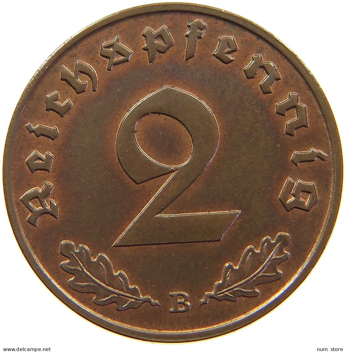 DRITTES REICH 2 PFENNIG 1939 B  #a063 0113 - 2 Reichspfennig
