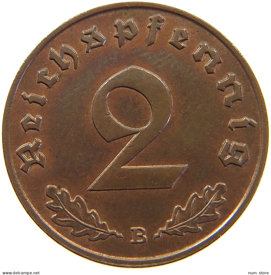 DRITTES REICH 2 PFENNIG 1939 B  #a063 0117 - 2 Reichspfennig