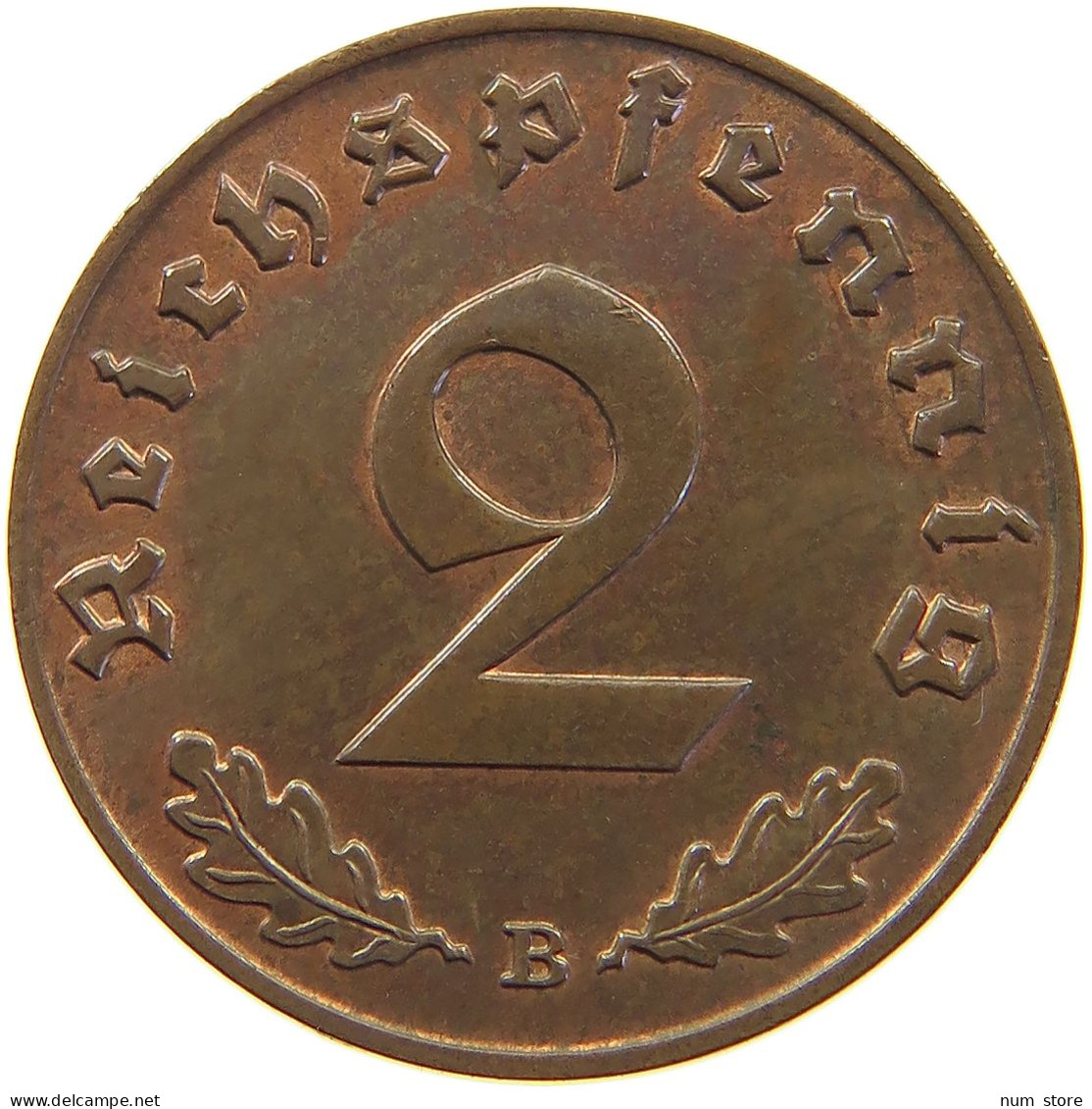 DRITTES REICH 2 PFENNIG 1939 B  #a063 0121 - 2 Reichspfennig