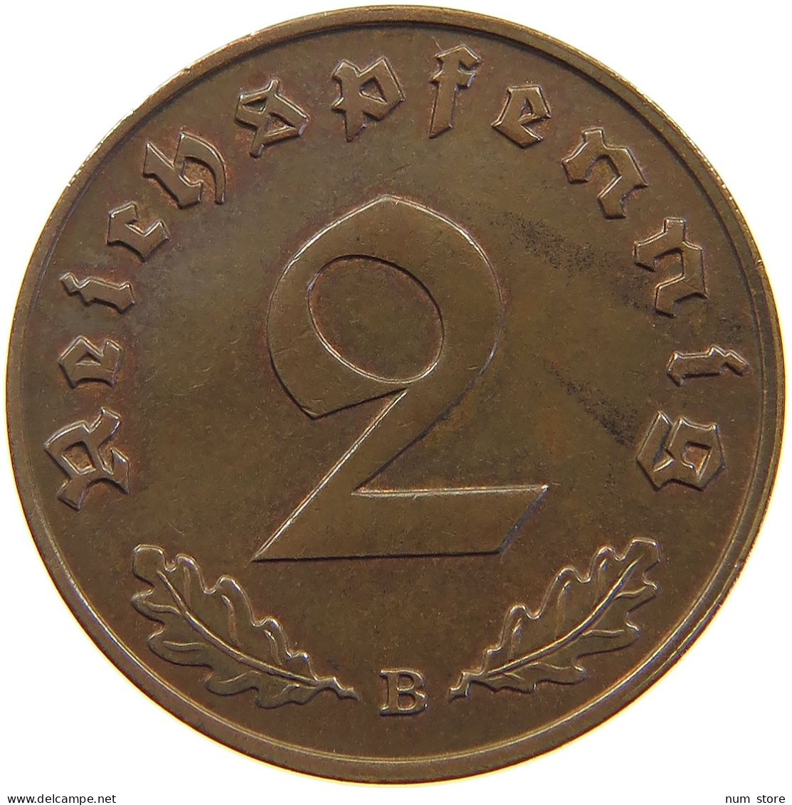 DRITTES REICH 2 PFENNIG 1939 B  #a063 0123 - 2 Reichspfennig
