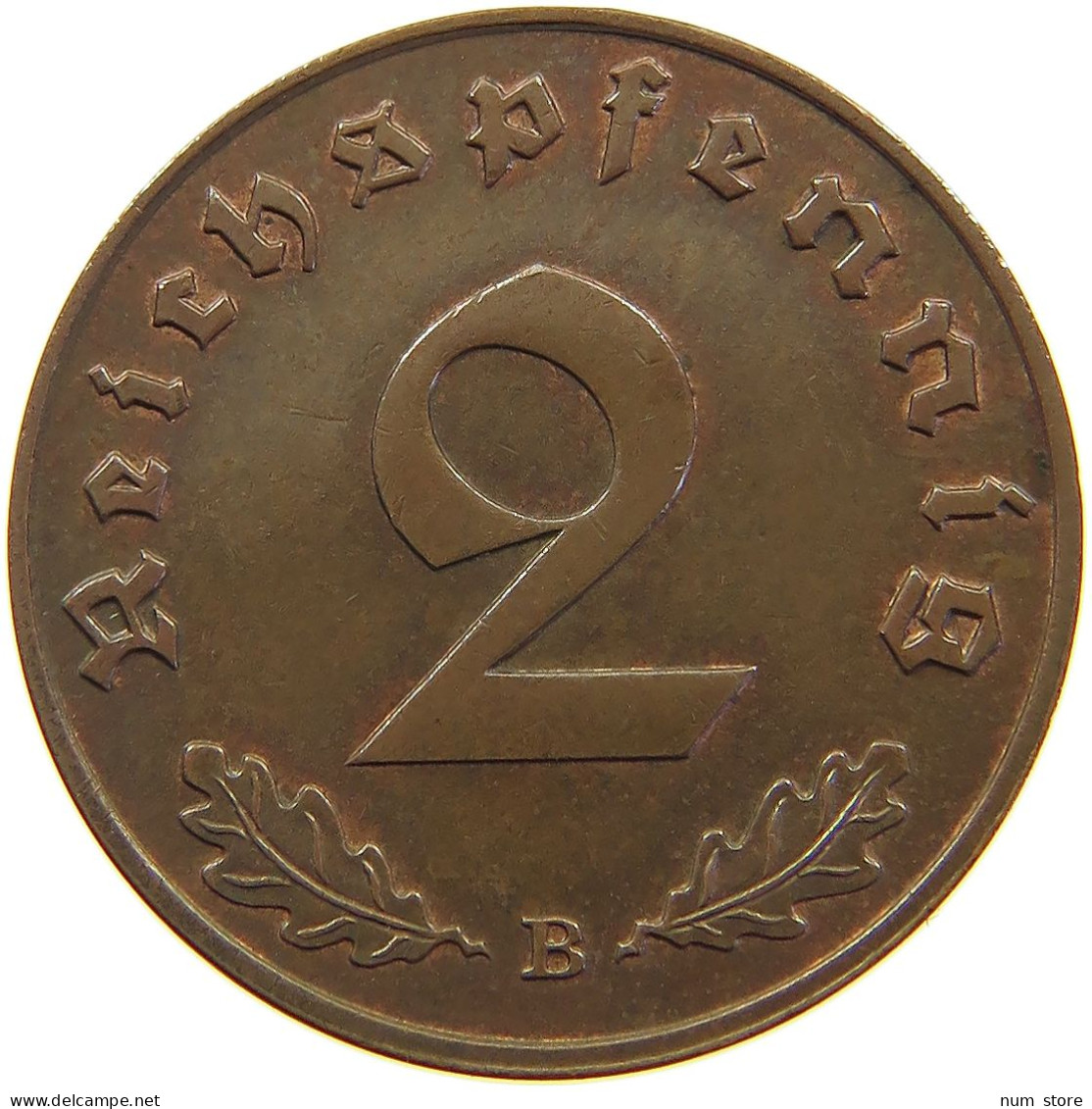 DRITTES REICH 2 PFENNIG 1939 B  #a063 0115 - 2 Reichspfennig