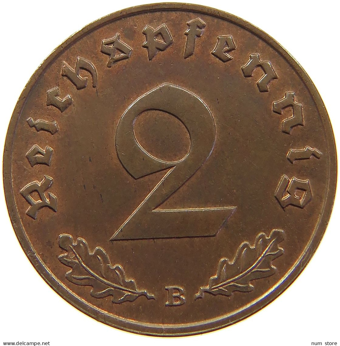 DRITTES REICH 2 PFENNIG 1939 B  #a063 0111 - 2 Reichspfennig