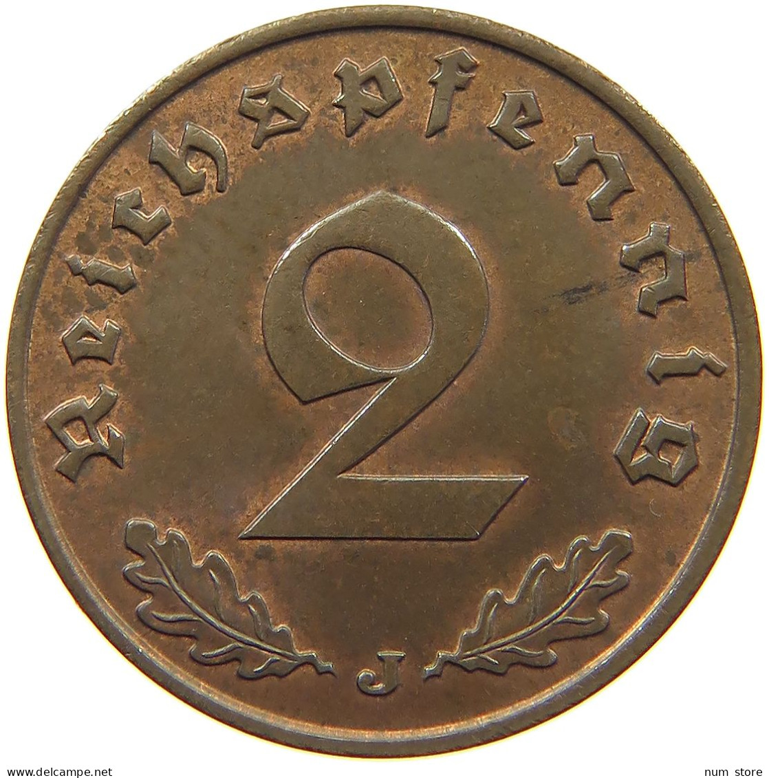 DRITTES REICH 2 PFENNIG 1938 J  #c083 0125 - 2 Reichspfennig
