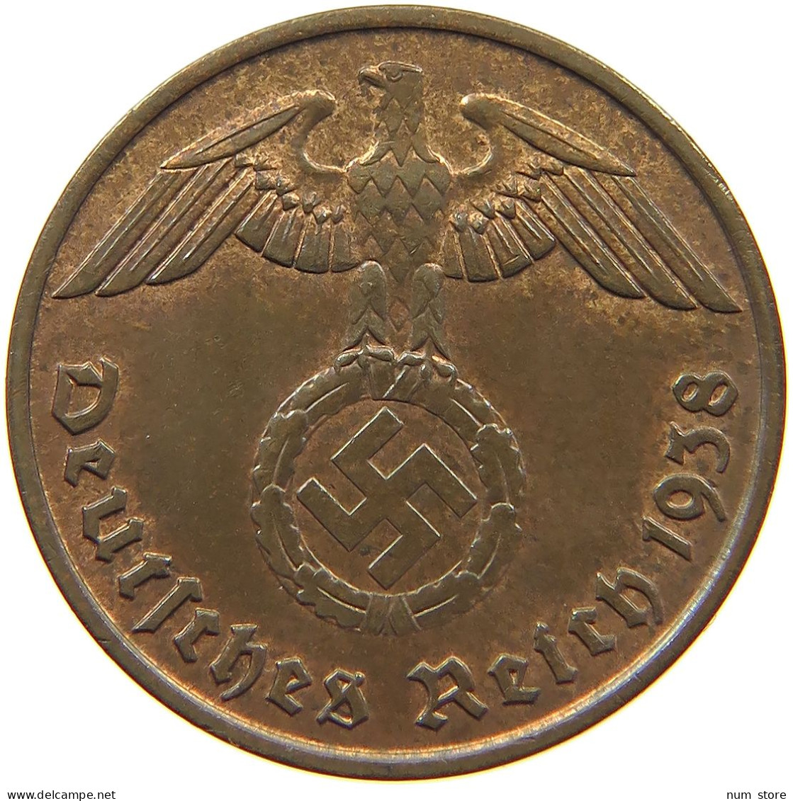 DRITTES REICH 2 PFENNIG 1938 J  #c083 0125 - 2 Reichspfennig