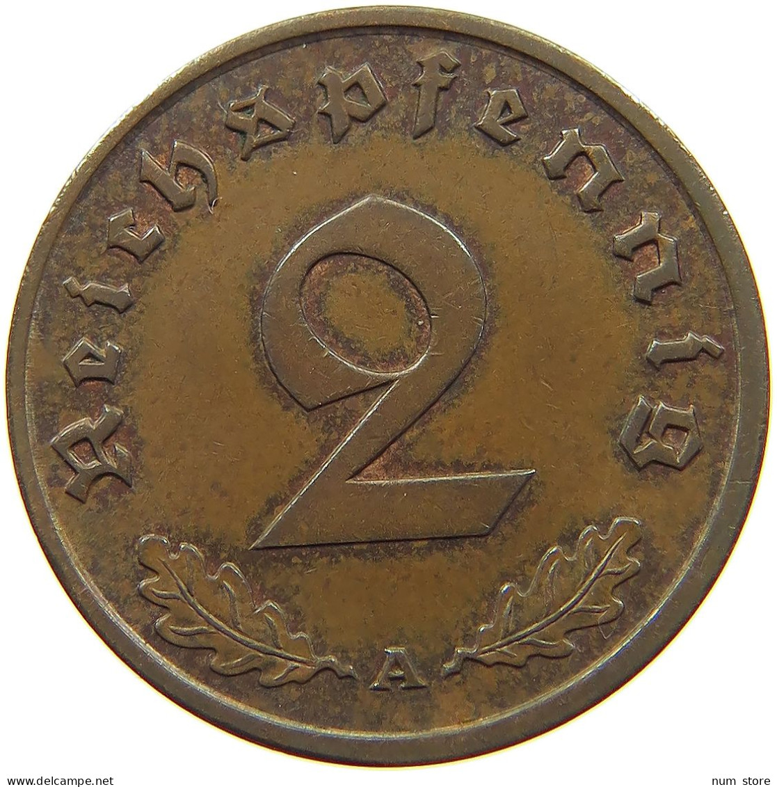 DRITTES REICH 2 PFENNIG 1938 A  #s078 0729 - 2 Reichspfennig