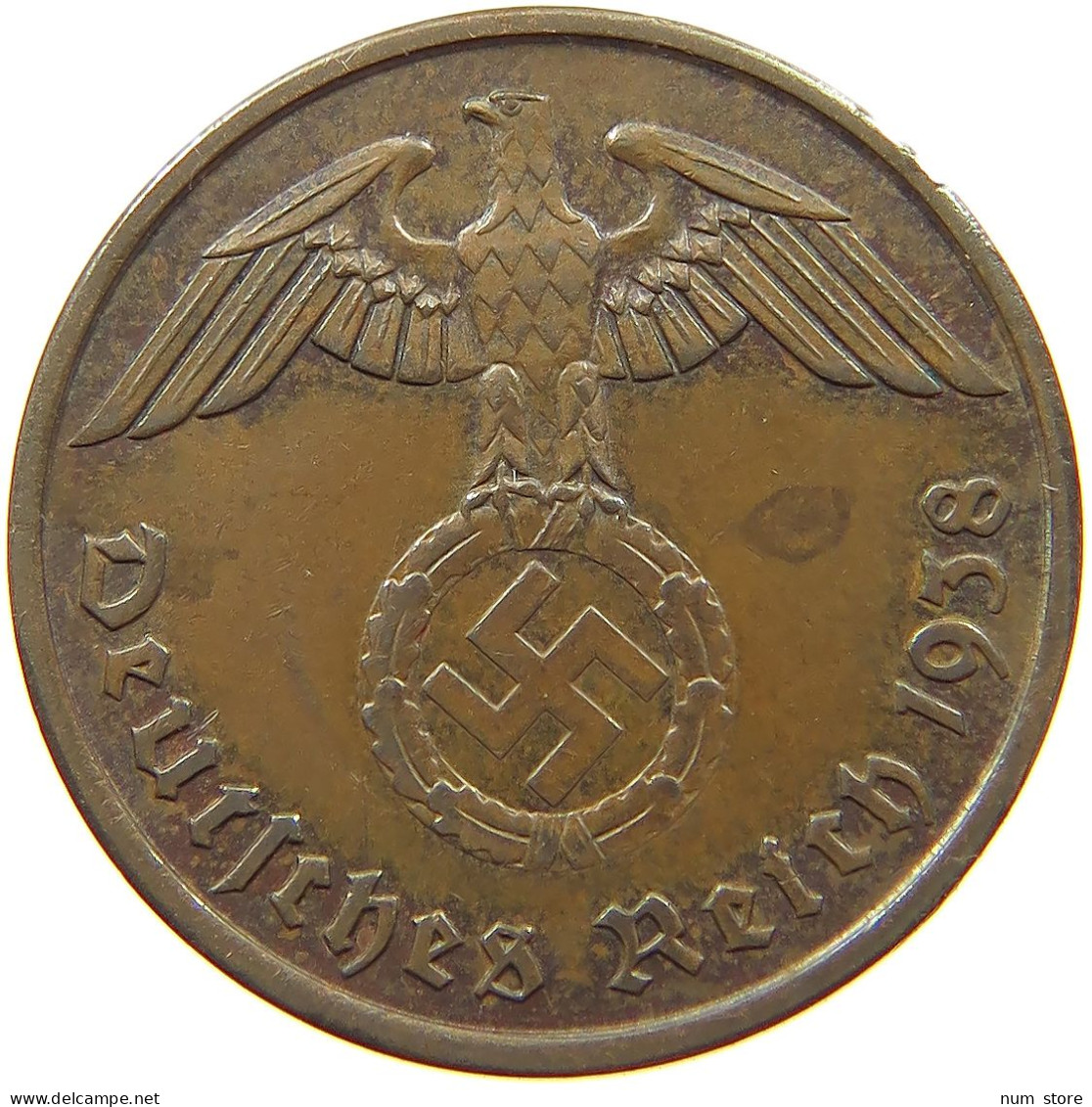 DRITTES REICH 2 PFENNIG 1938 A  #s078 0729 - 2 Reichspfennig