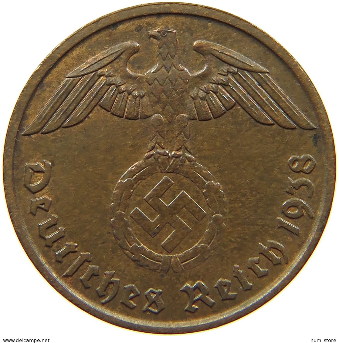 DRITTES REICH 2 PFENNIG 1938 J  #a085 0655 - 2 Reichspfennig