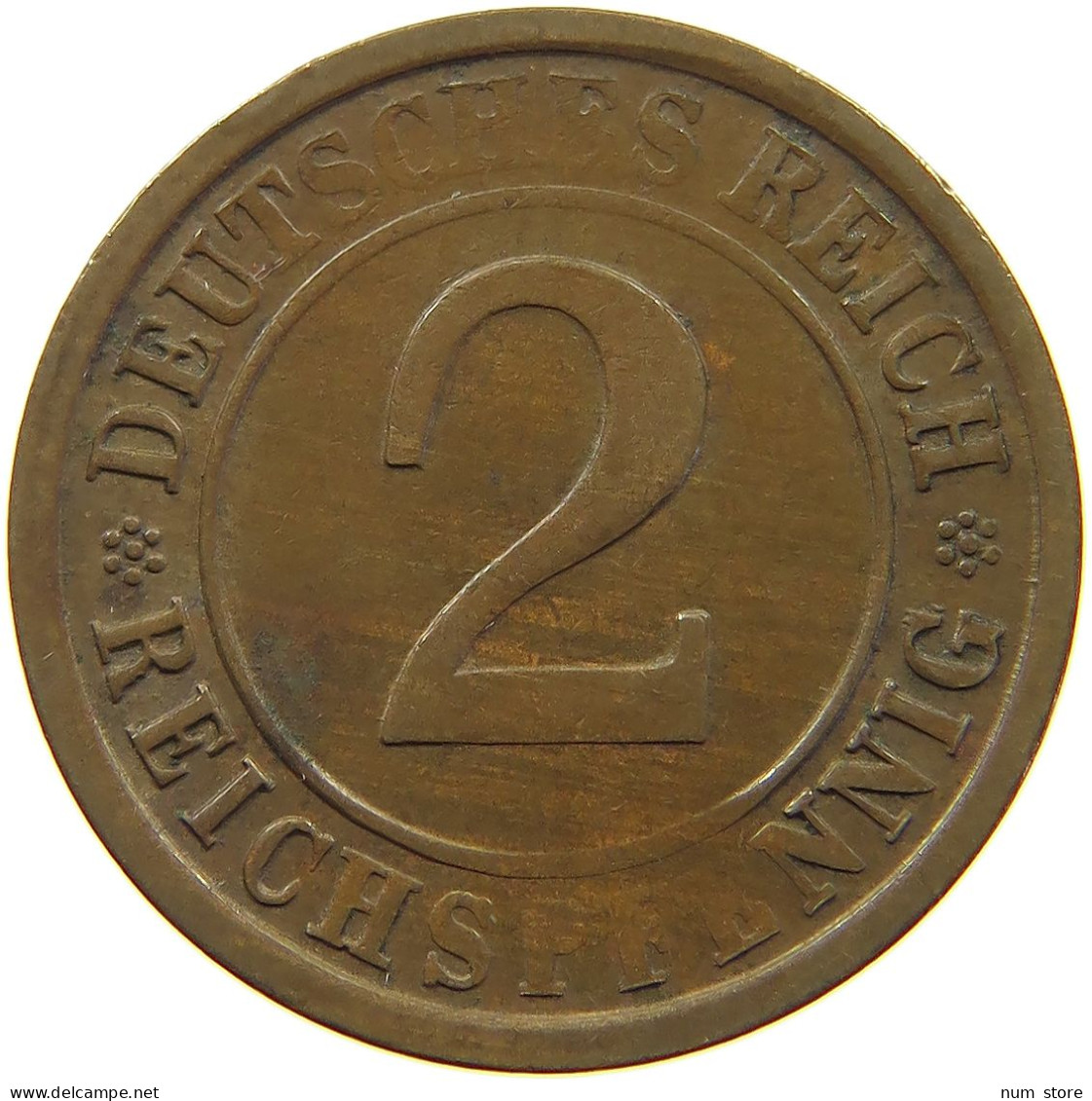 DRITTES REICH 2 PFENNIG 1936 D WEAK STRUCK #a074 0597 - 2 Reichspfennig