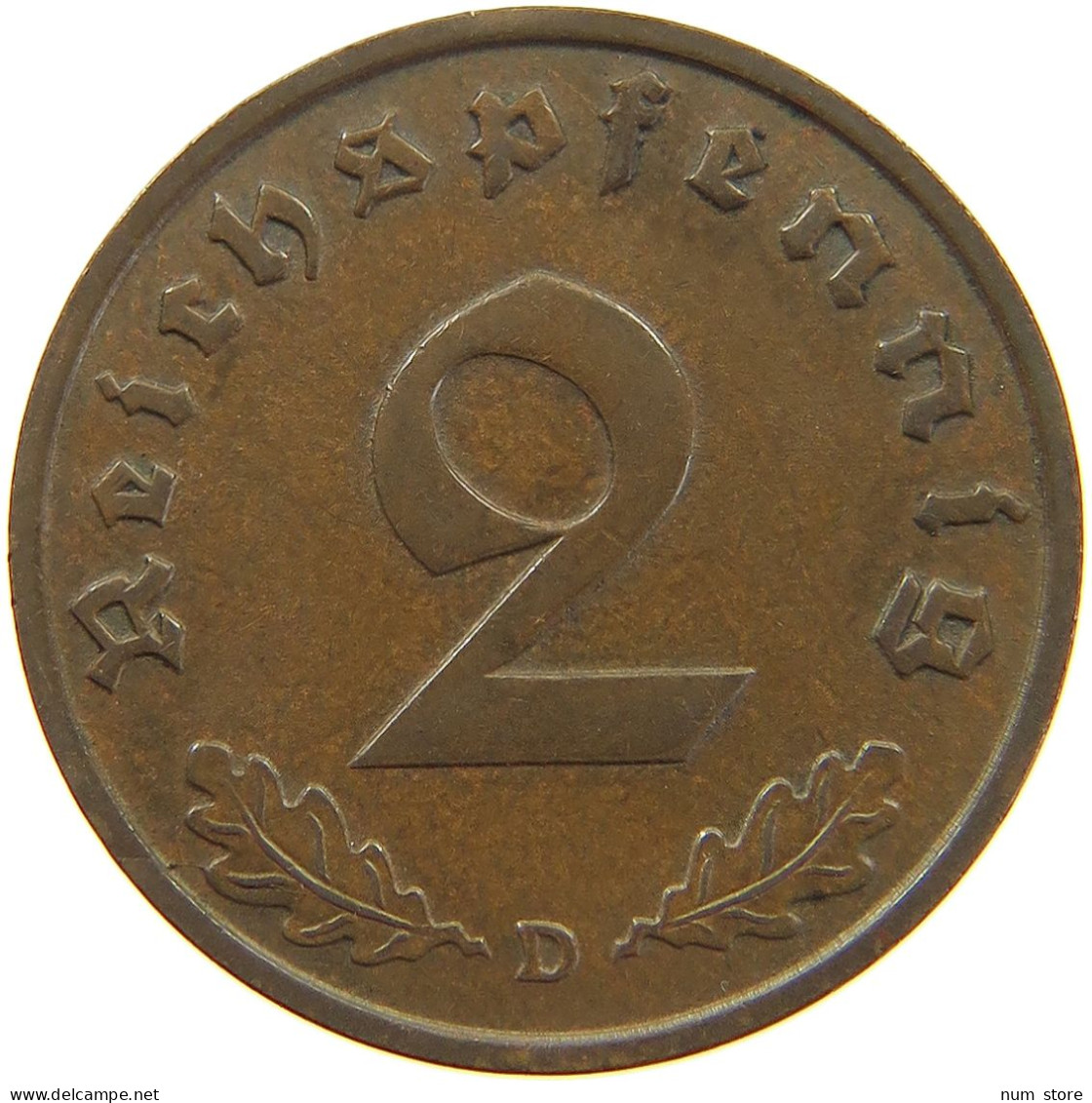 DRITTES REICH 2 PFENNIG 1936 D  #t114 1109 - 2 Reichspfennig