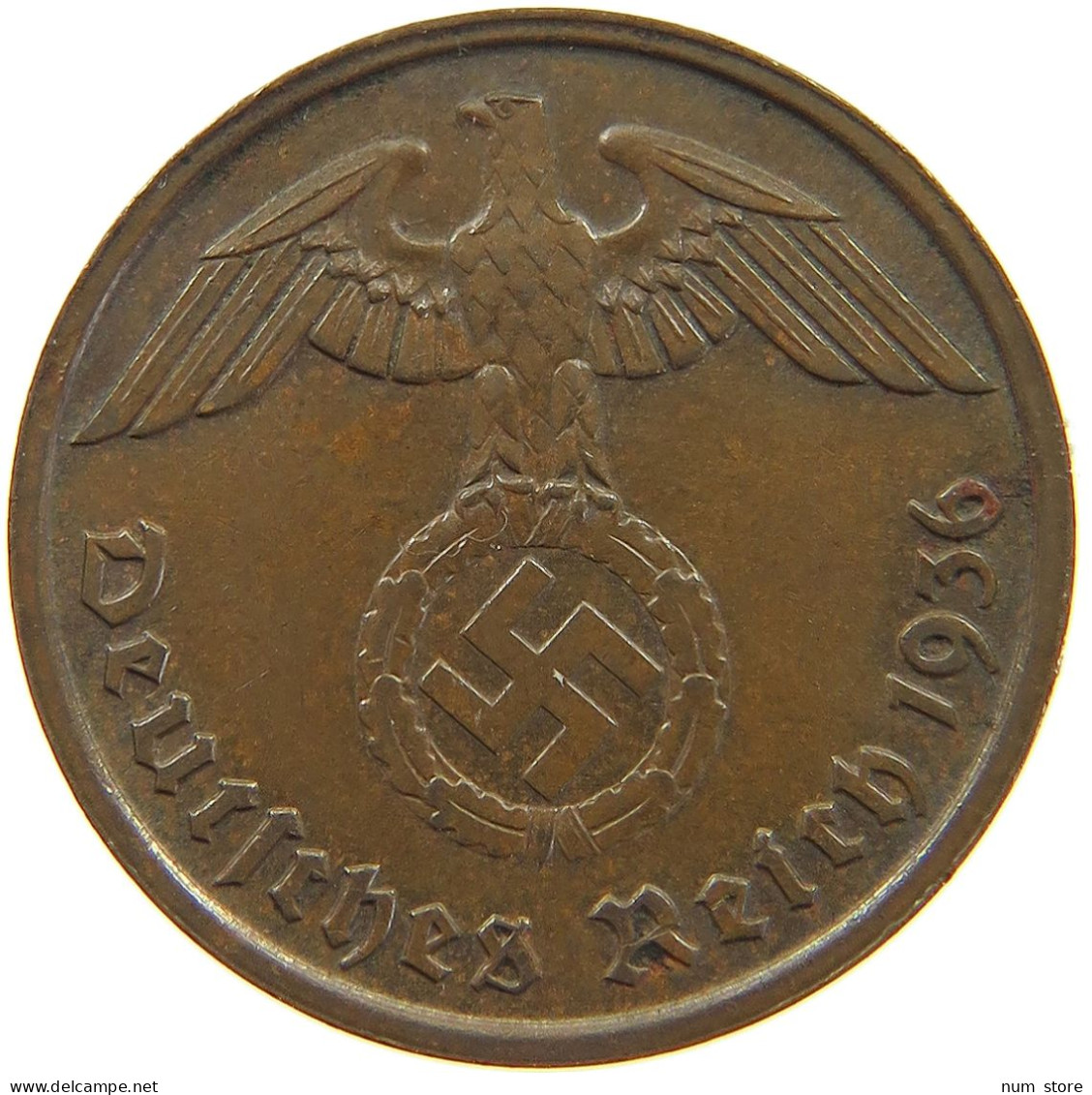DRITTES REICH 2 PFENNIG 1936 D  #t114 1109 - 2 Reichspfennig
