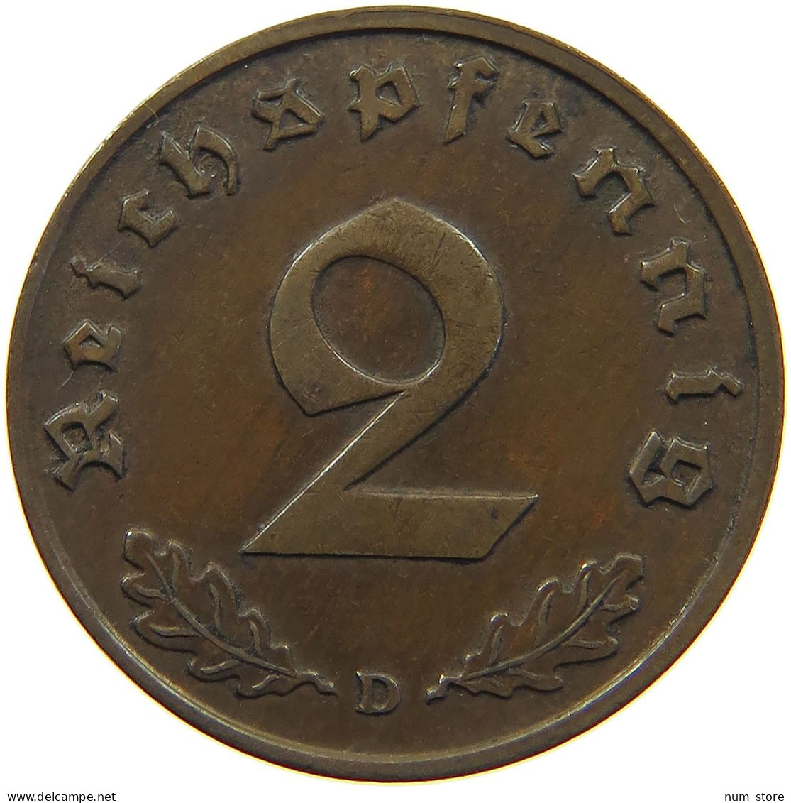 DRITTES REICH 2 PFENNIG 1936 D  #c082 0469 - 2 Reichspfennig