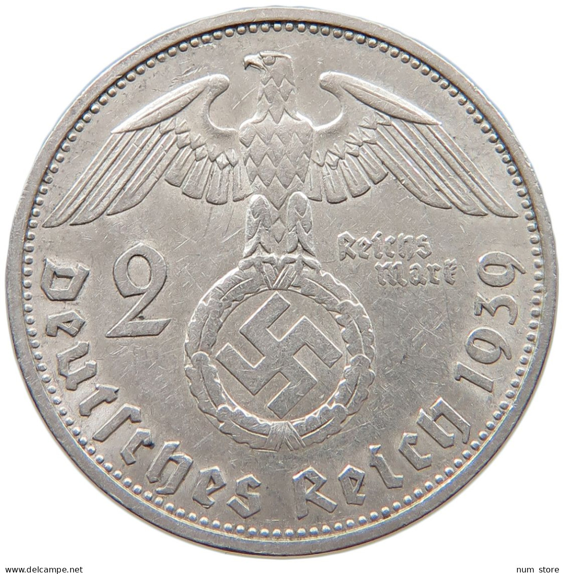 DRITTES REICH 2 MARK 1939 F  #c070 0233 - 2 Reichsmark