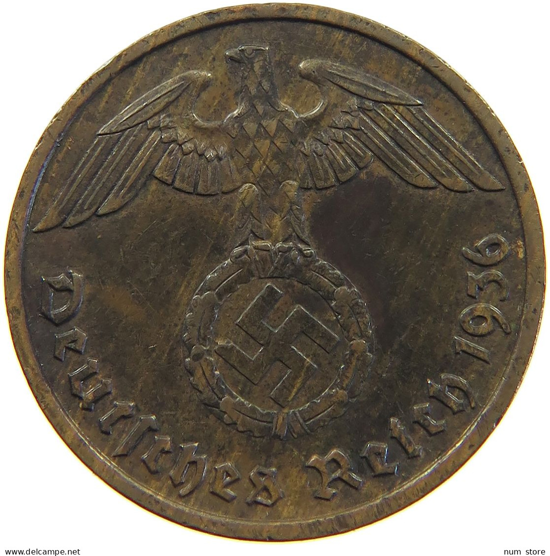 DRITTES REICH 2 PFENNIG 1936 D  #c081 0295 - 2 Reichspfennig