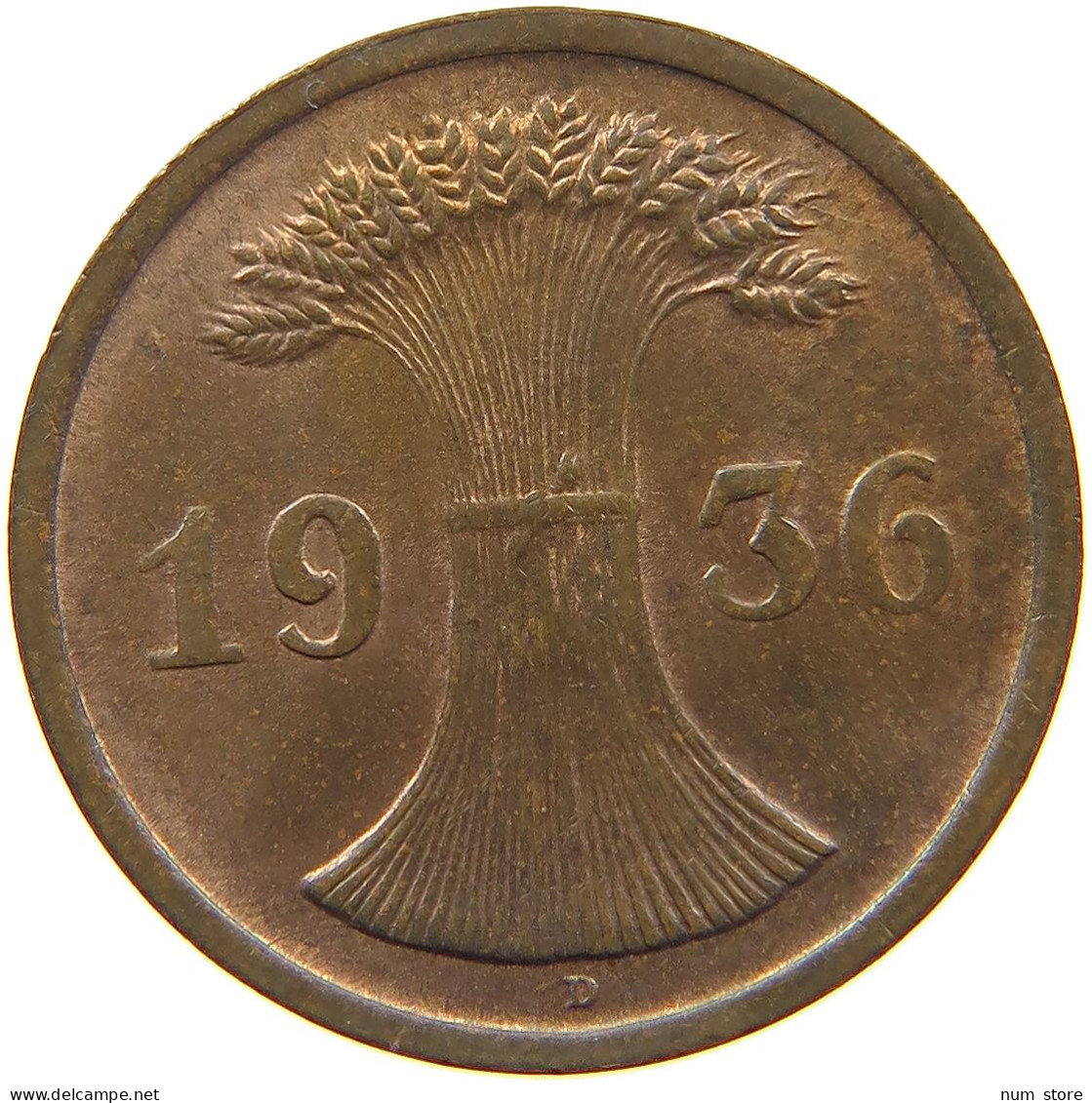 DRITTES REICH 2 PFENNIG 1936 D  #c083 0435 - 2 Reichspfennig