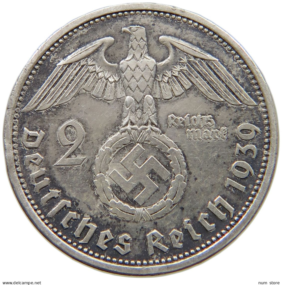 DRITTES REICH 2 MARK 1939 A  #a082 0393 - 2 Reichsmark