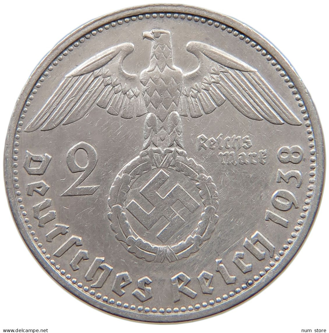 DRITTES REICH 2 MARK 1938 G  #a069 0029 - 2 Reichsmark