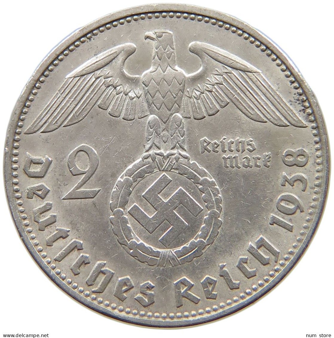 DRITTES REICH 2 MARK 1938 E  #a082 0377 - 2 Reichsmark