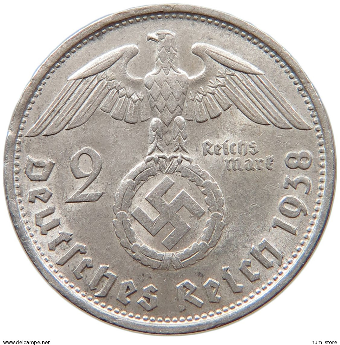 DRITTES REICH 2 MARK 1938 B  #c070 0223 - 2 Reichsmark