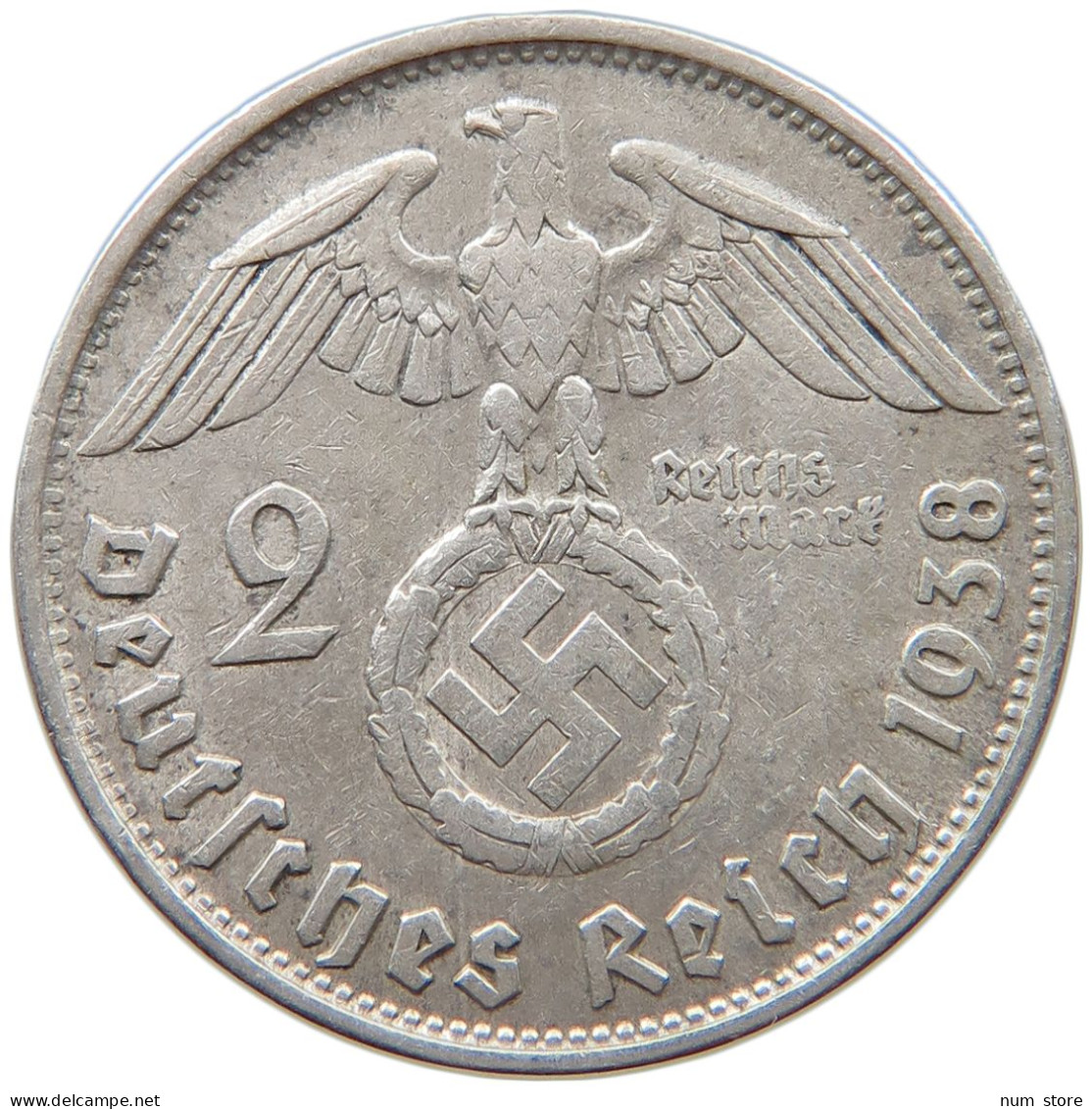 DRITTES REICH 2 MARK 1938 B  #c070 0193 - 2 Reichsmark