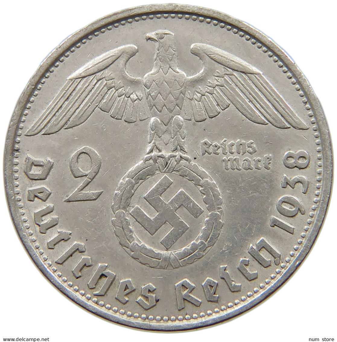 DRITTES REICH 2 MARK 1938 B  #a090 0761 - 2 Reichsmark