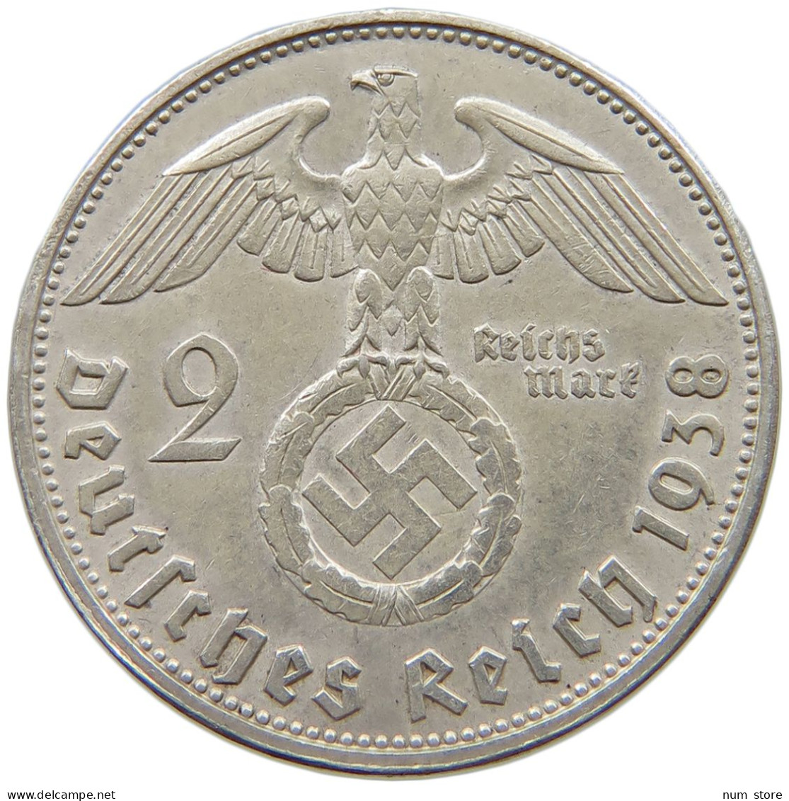 DRITTES REICH 2 MARK 1938 B  #a082 0387 - 2 Reichsmark