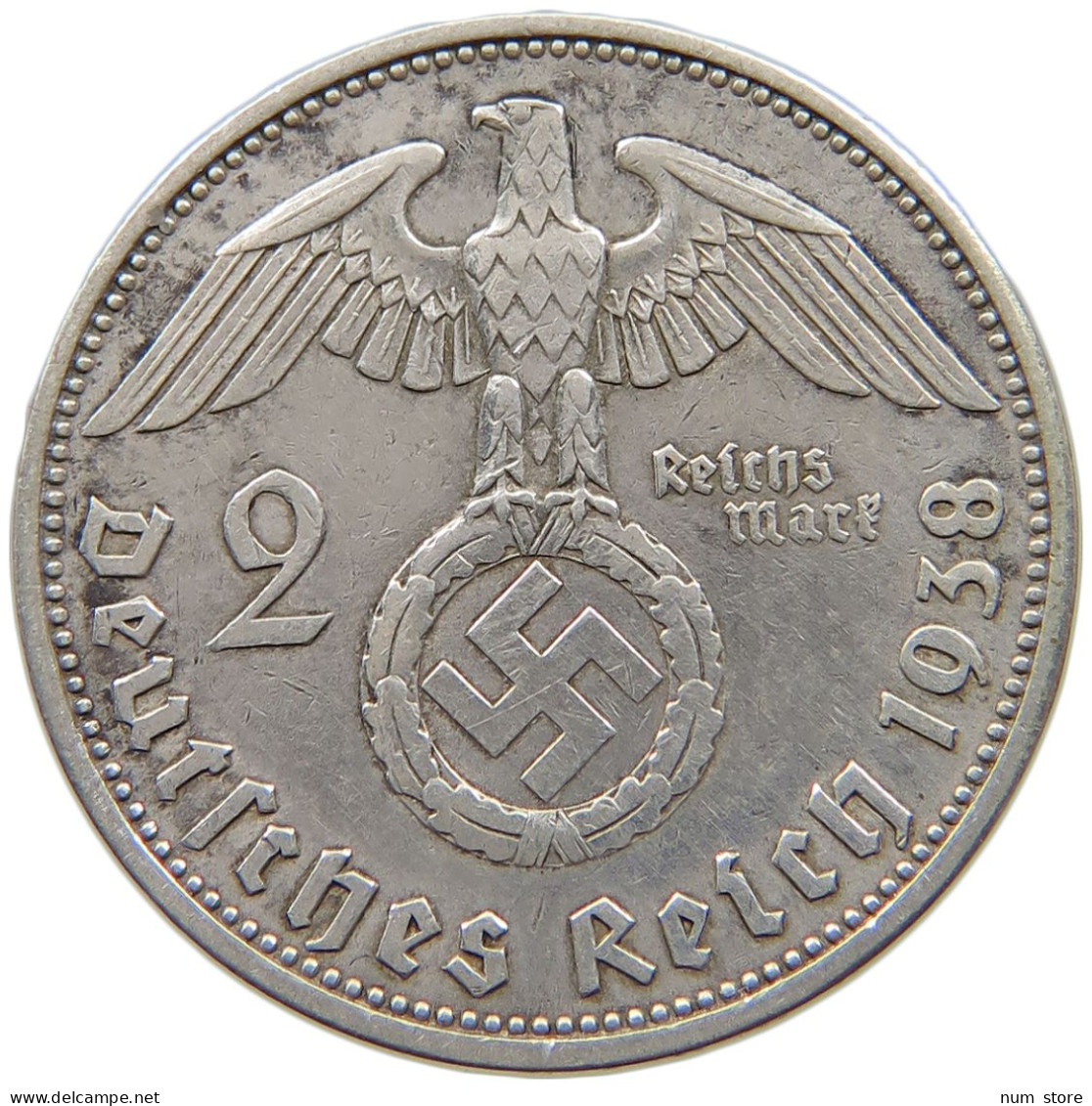 DRITTES REICH 2 MARK 1938 A  #a082 0395 - 2 Reichsmark