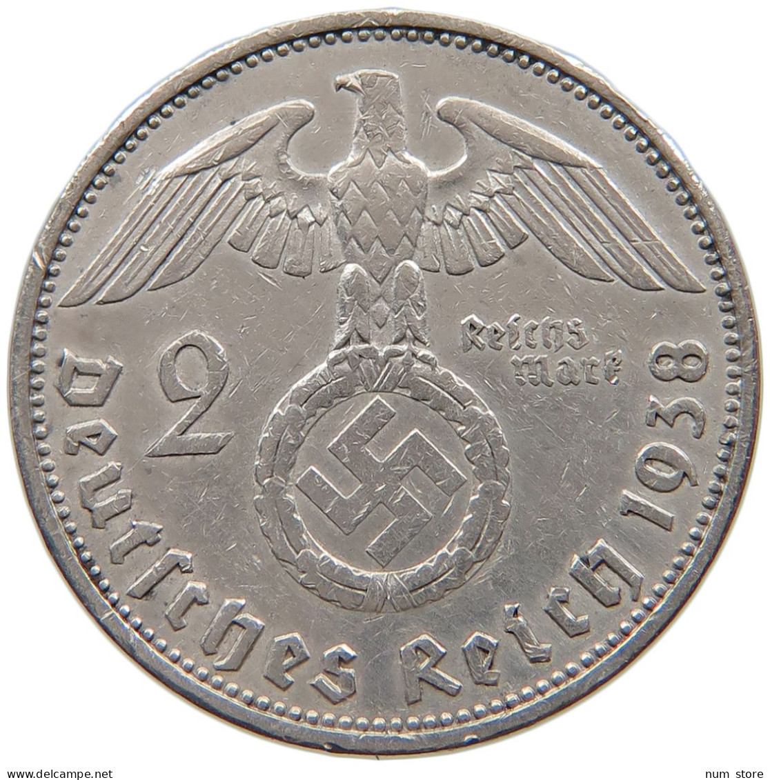 DRITTES REICH 2 MARK 1938 A  #a073 0611 - 2 Reichsmark