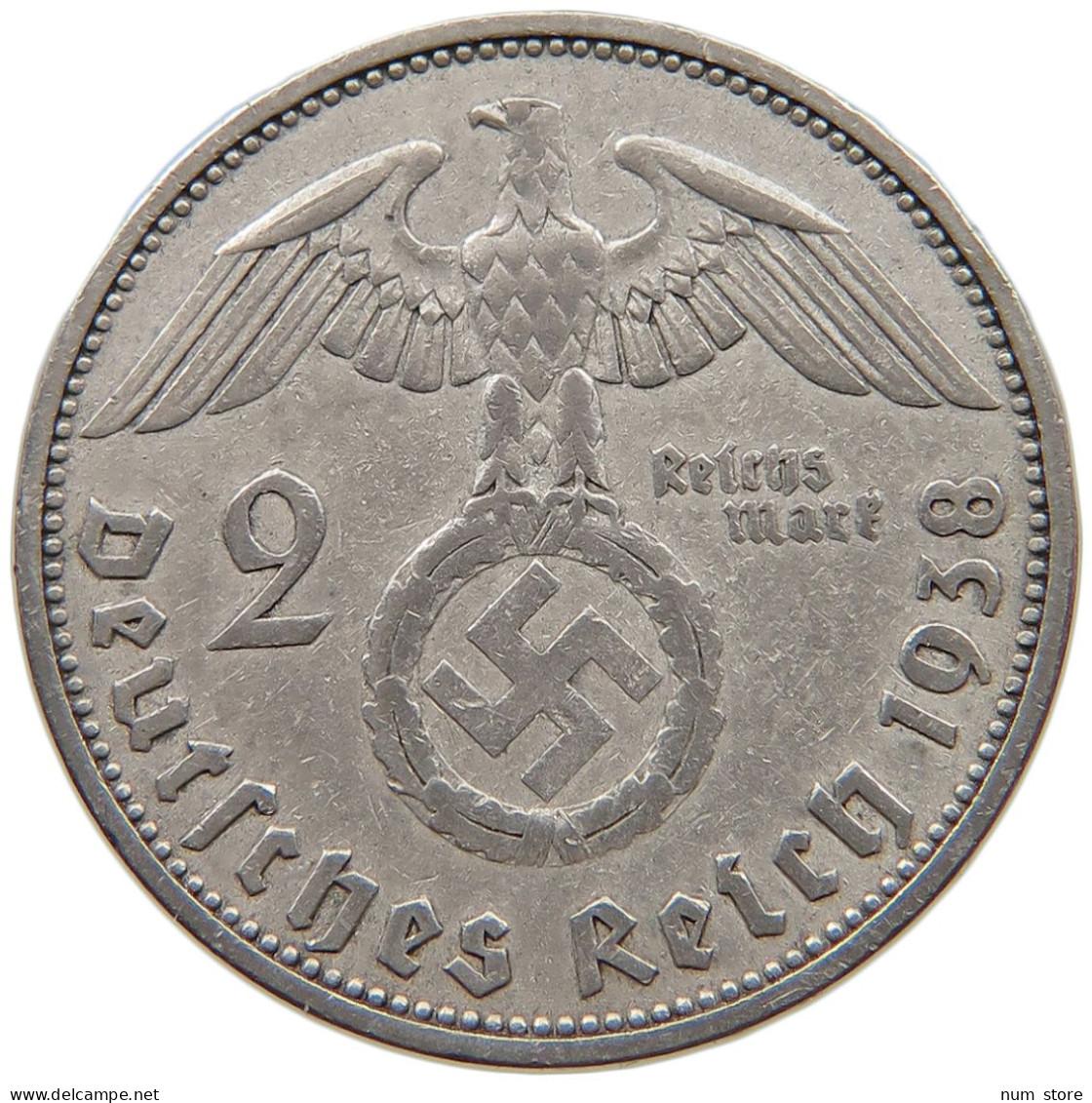 DRITTES REICH 2 MARK 1938 A  #a073 0621 - 2 Reichsmark