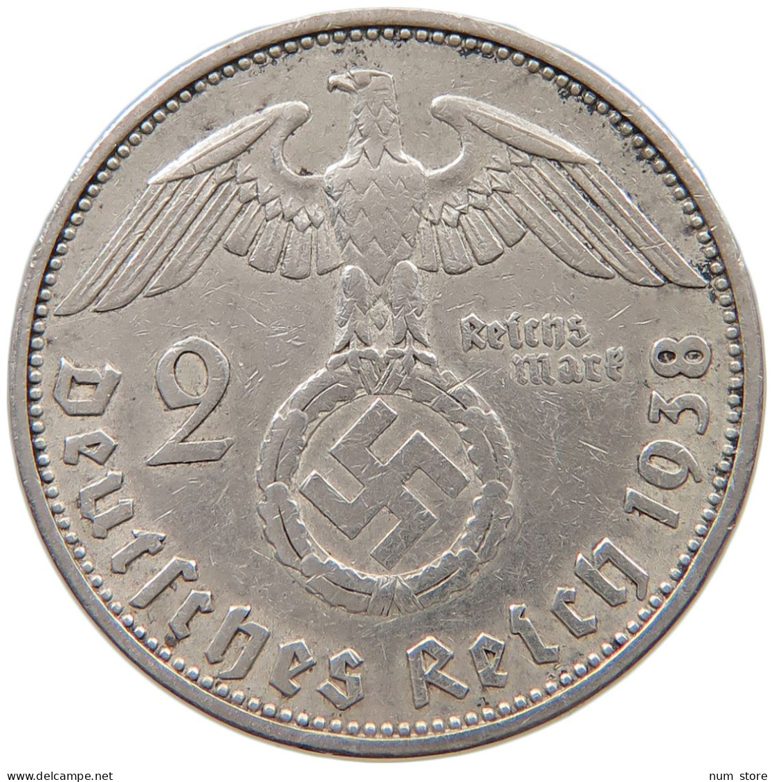 DRITTES REICH 2 MARK 1938 A  #a073 0625 - 2 Reichsmark