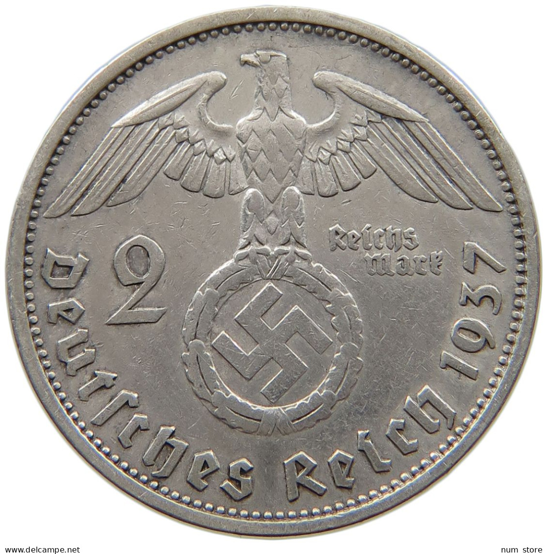 DRITTES REICH 2 MARK 1937 F  #a082 0411 - 2 Reichsmark