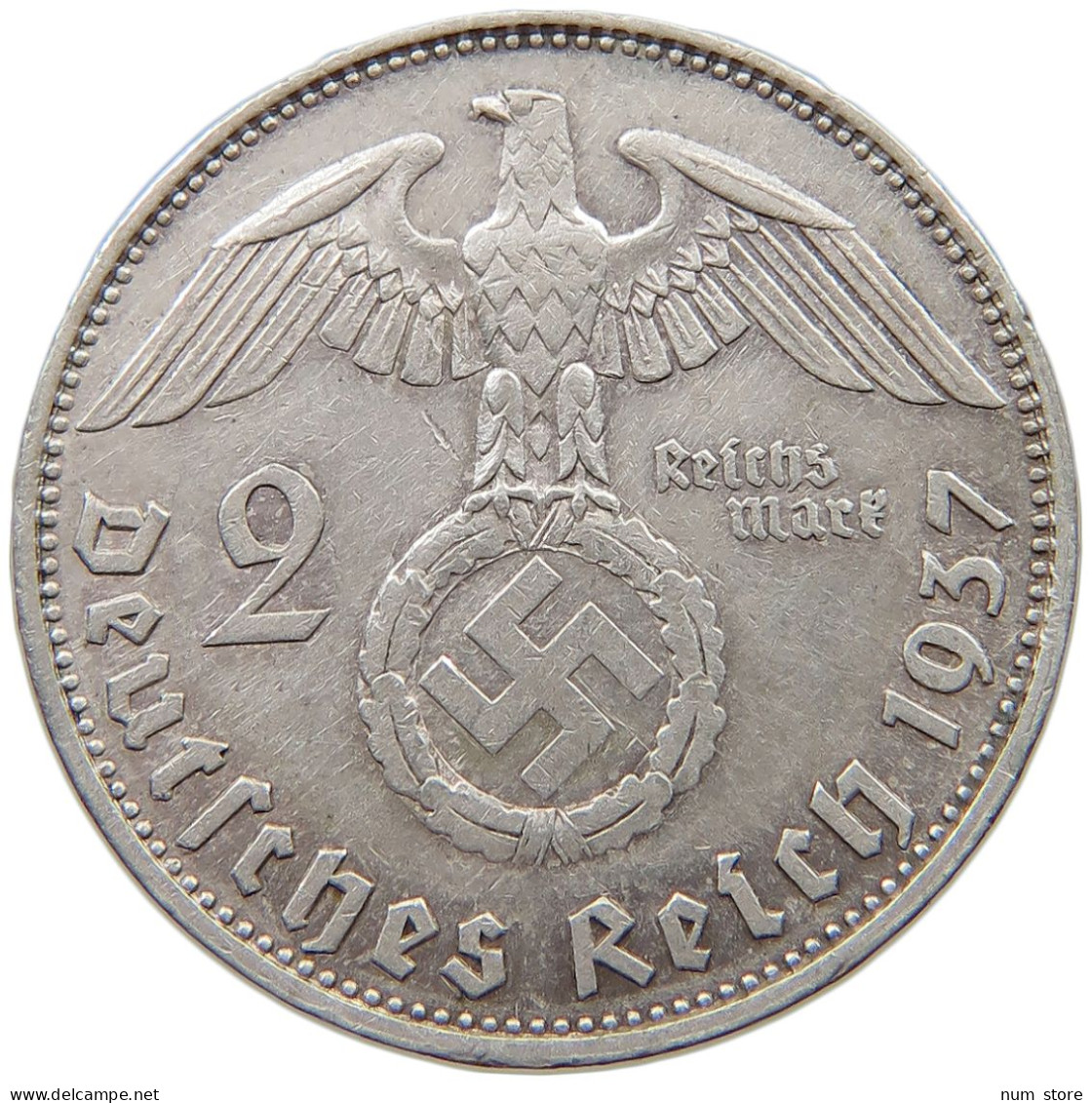 DRITTES REICH 2 MARK 1937 G  #s074 0451 - 2 Reichsmark