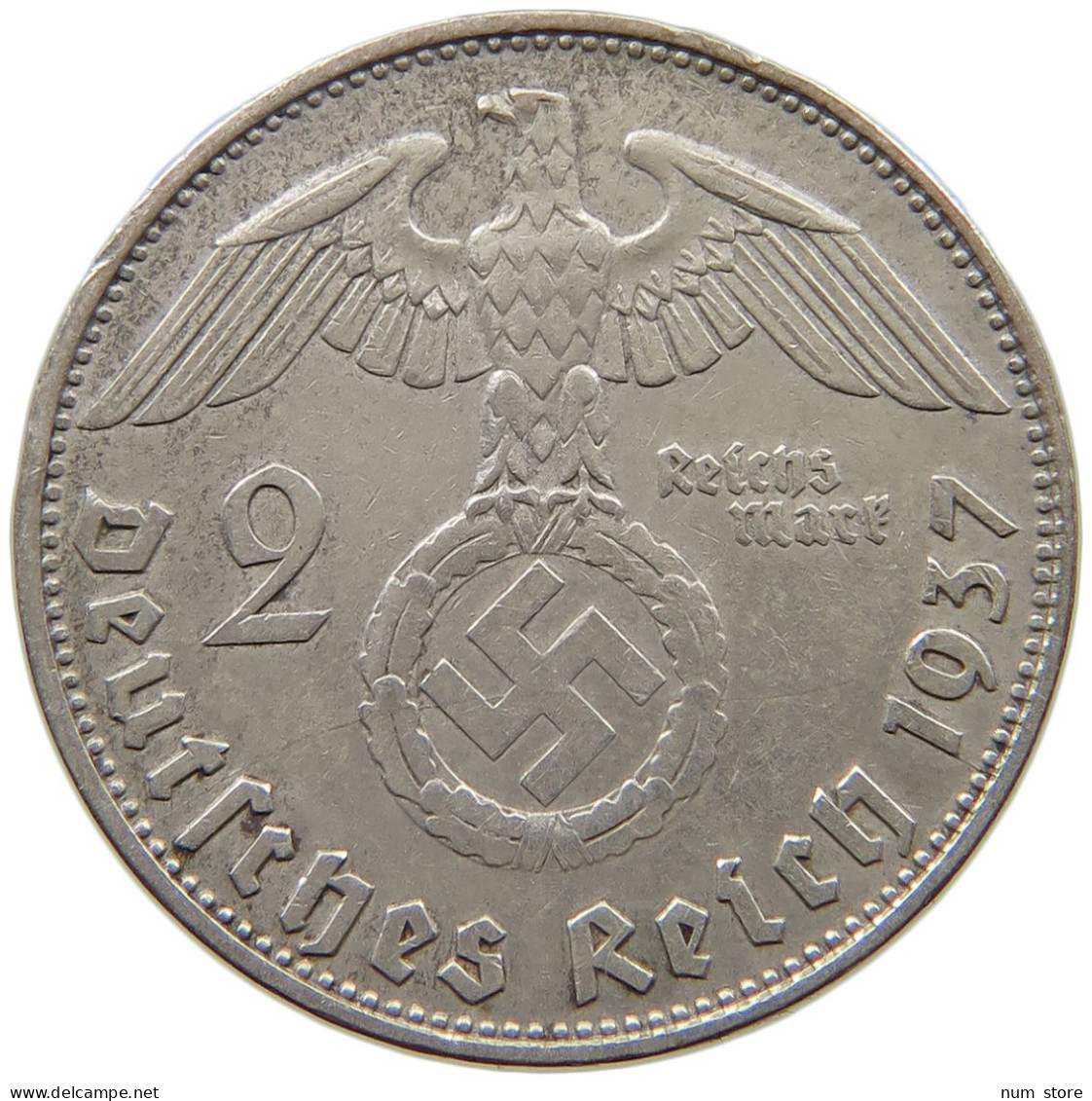 DRITTES REICH 2 MARK 1937 D  #a090 0767 - 2 Reichsmark