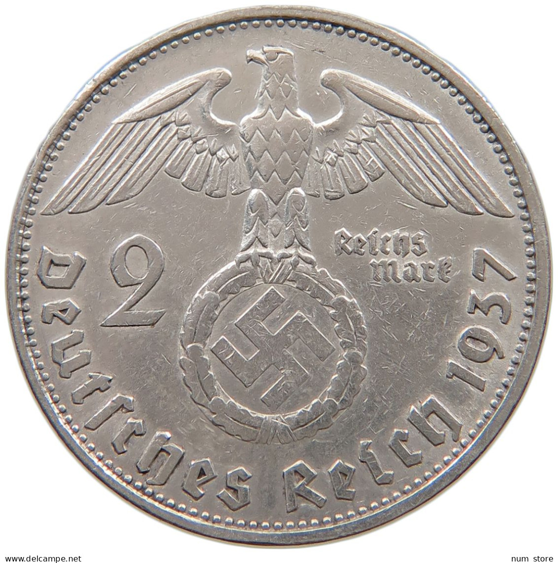 DRITTES REICH 2 MARK 1937 G  #a073 0617 - 2 Reichsmark