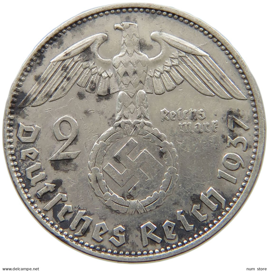 DRITTES REICH 2 MARK 1937 E  #a082 0413 - 2 Reichsmark