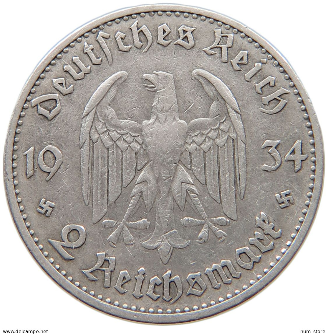 DRITTES REICH 2 MARK 1934 A  #c070 0243 - 2 Reichsmark