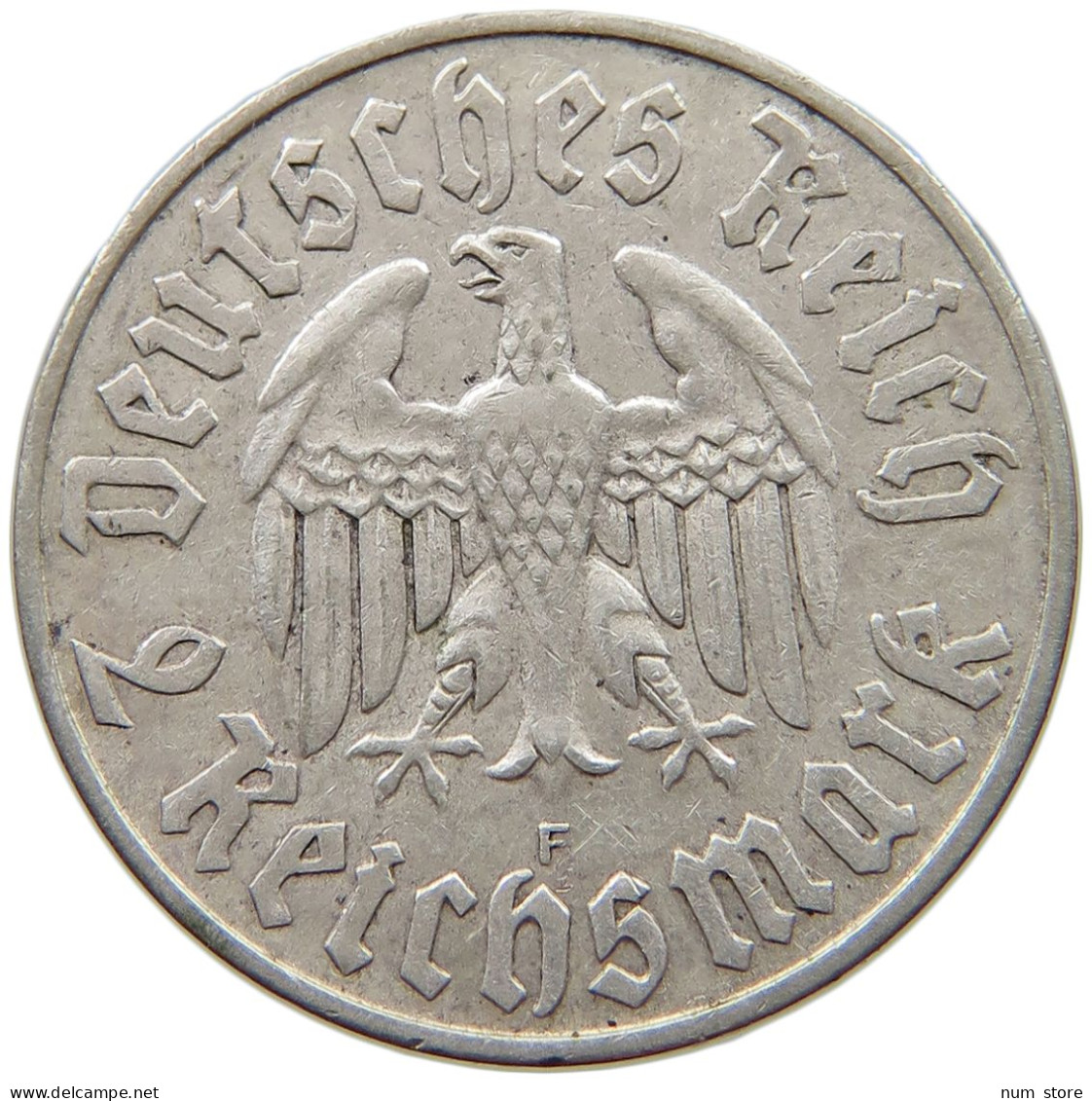 DRITTES REICH 2 MARK 1933 F LUTHER #t144 0179 - 2 Reichsmark