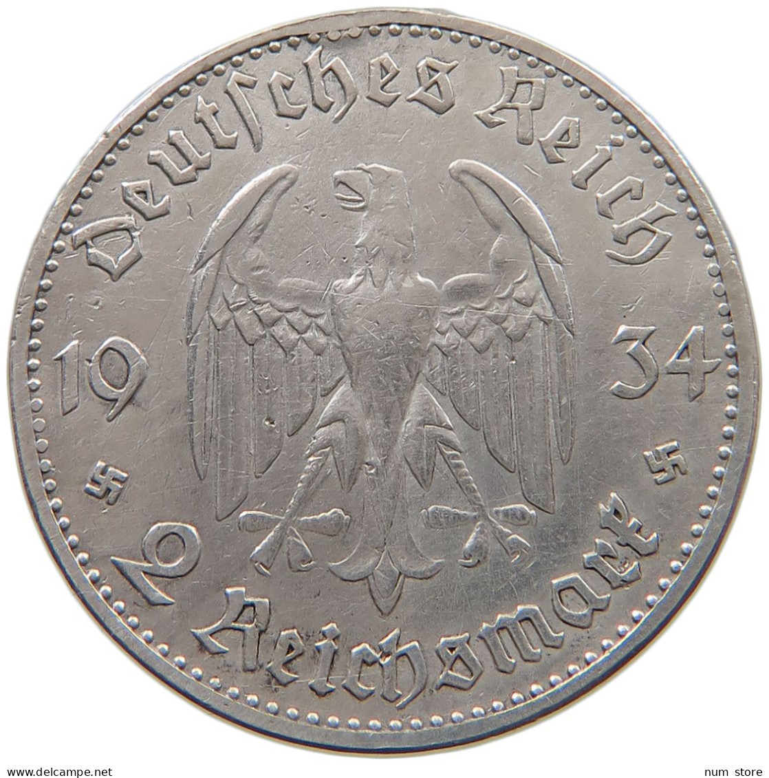 DRITTES REICH 2 MARK 1934 A  #a073 0719 - 2 Reichsmark