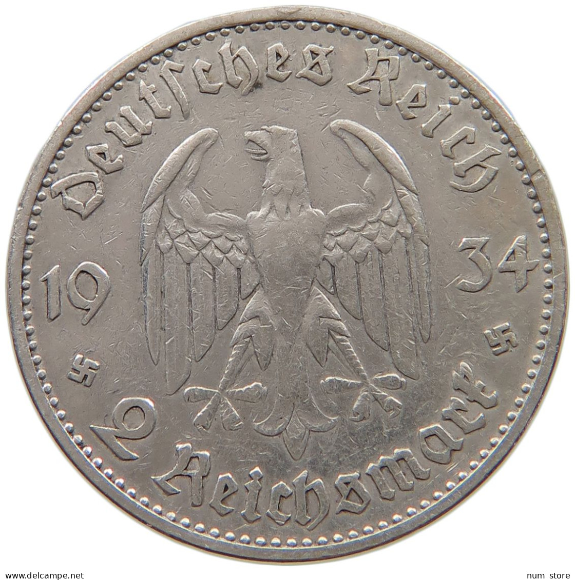 DRITTES REICH 2 MARK 1934 A  #a063 0765 - 2 Reichsmark