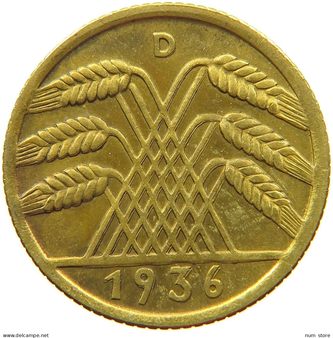 DRITTES REICH 10 PFENNIG 1936 D  #t145 0051 - 10 Reichspfennig