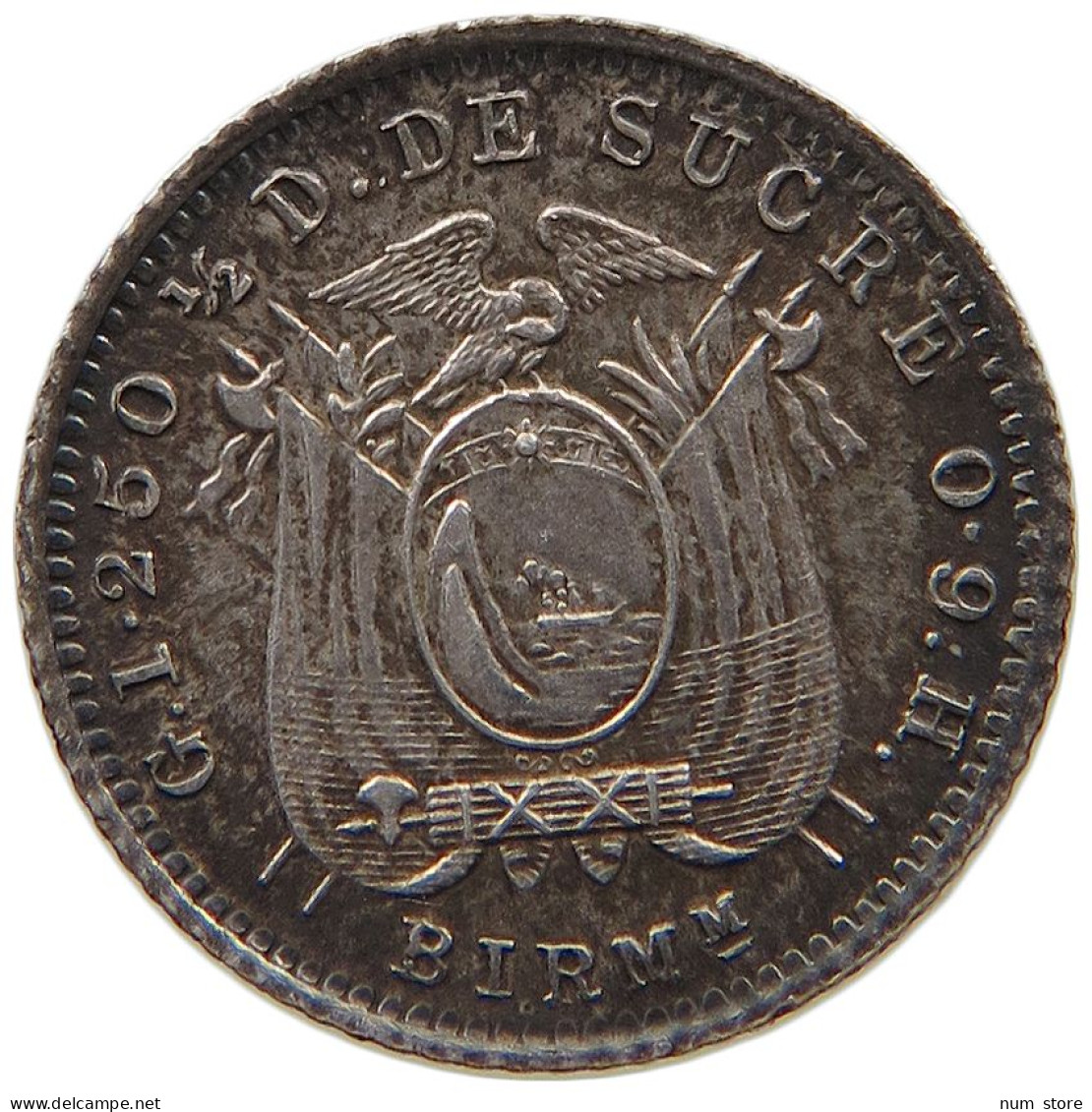 ECUADOR 1/2 DECIMO 1915 BIRMINGHAM  #t092 0581 - Equateur