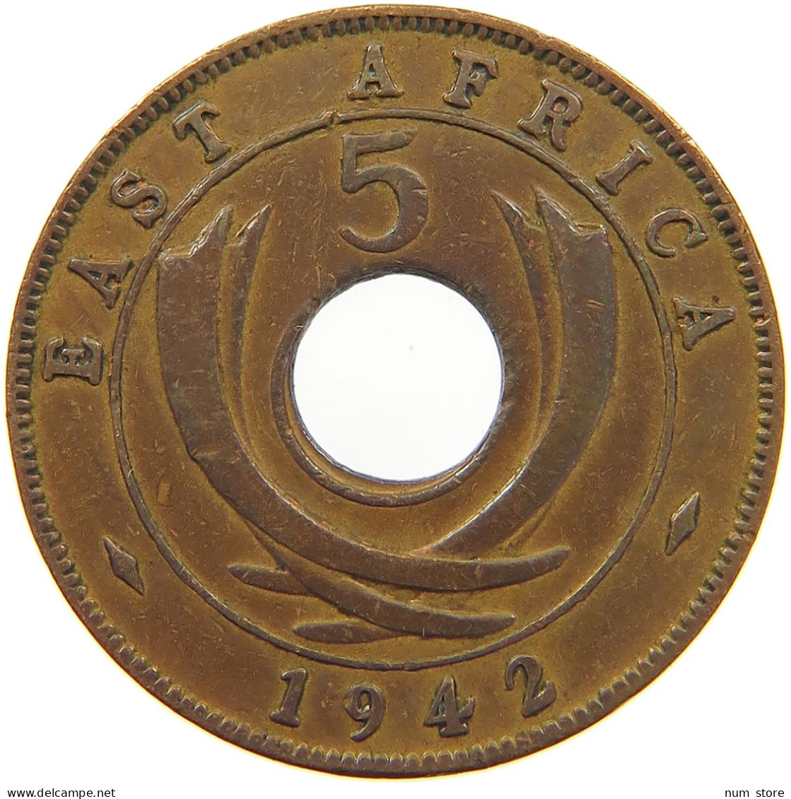 EAST AFRICA 5 CENTS 1942 George VI. (1936-1952) #a042 0165 - Africa Orientale E Protettorato D'Uganda