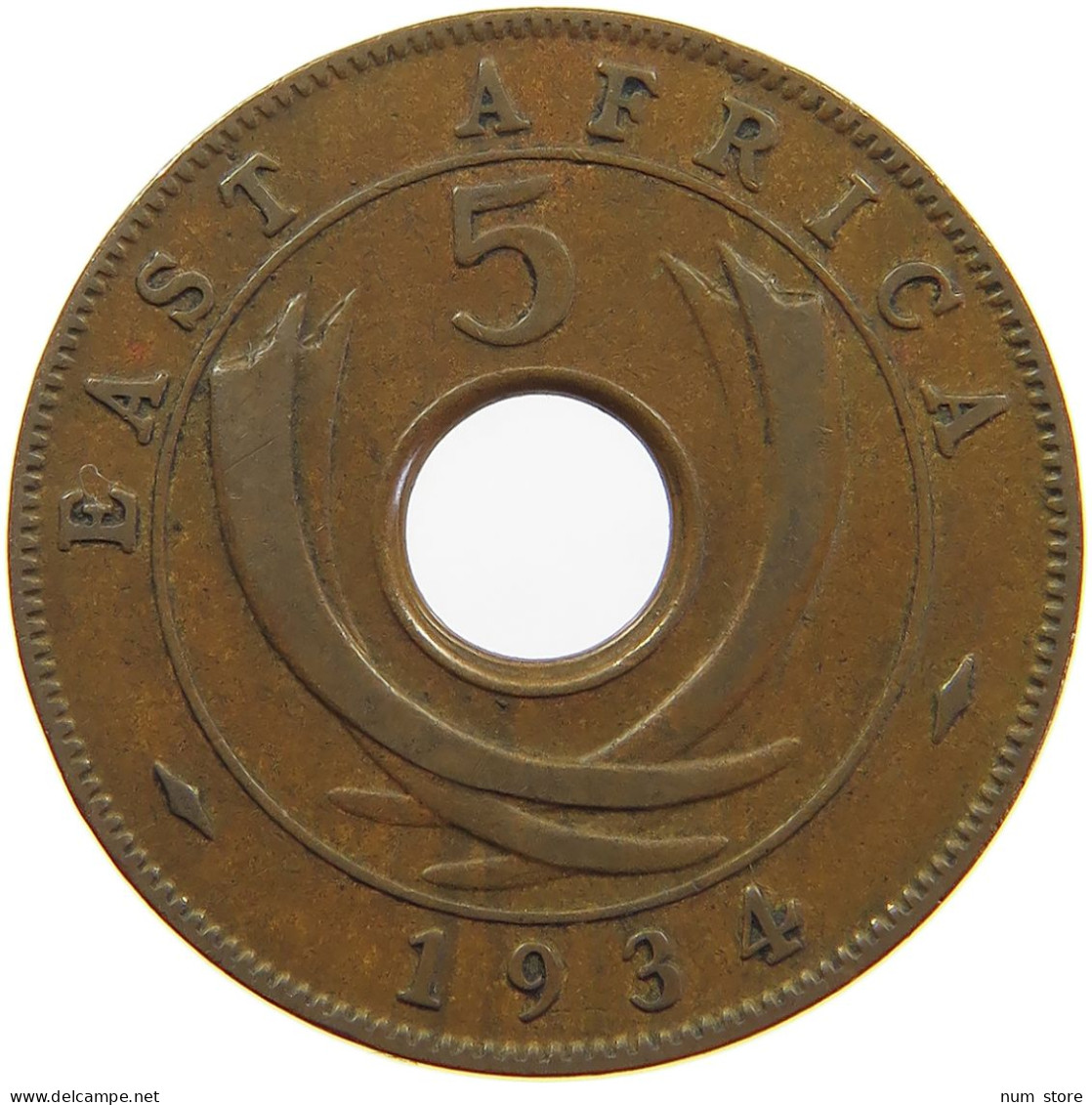 EAST AFRICA 5 CENTS 1934 George V. (1910-1936) #a062 0431 - Ostafrika Und Herrschaft Von Uganda