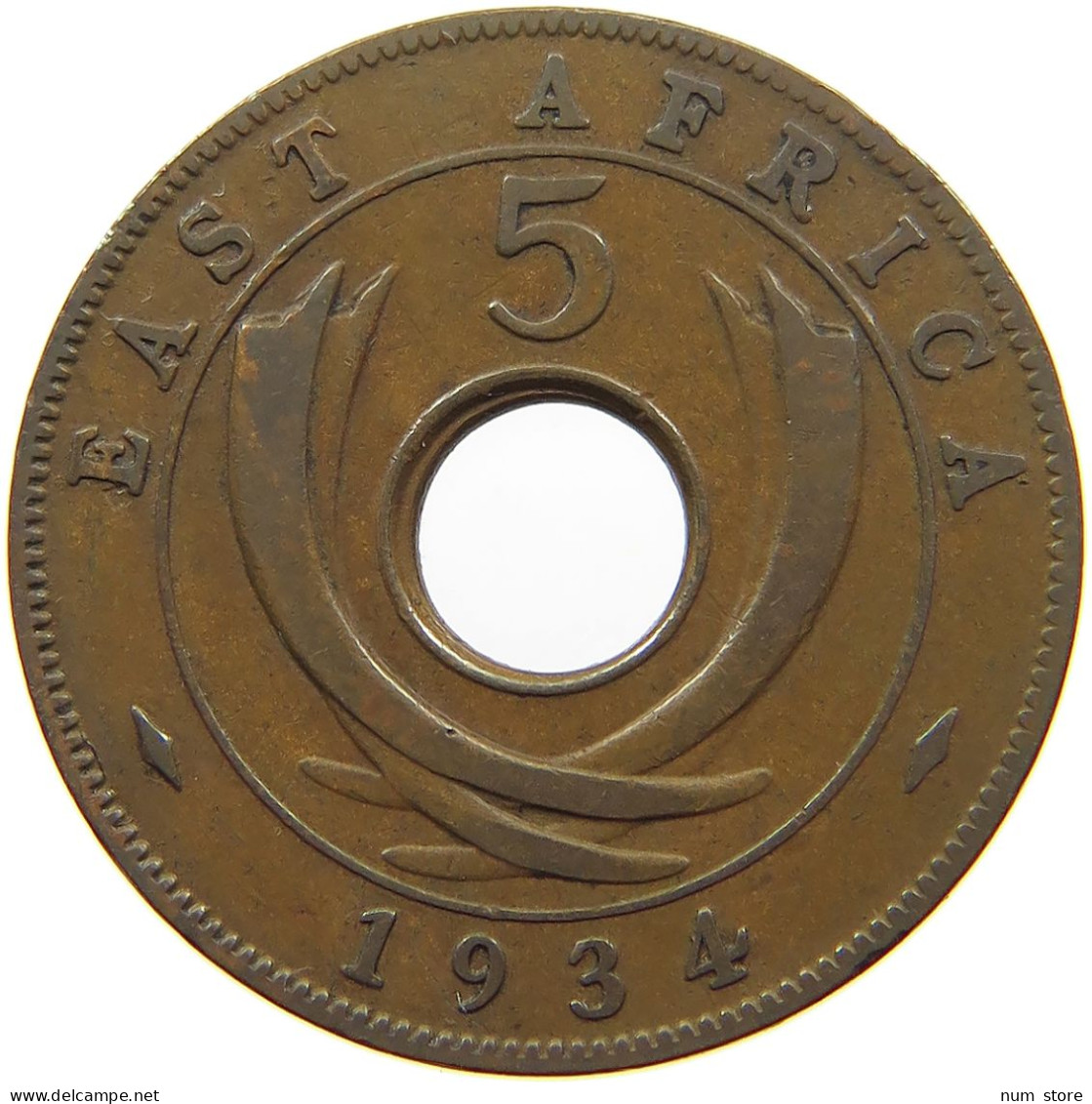 EAST AFRICA 5 CENTS 1934 George V. (1910-1936) #a095 0213 - Ostafrika Und Herrschaft Von Uganda