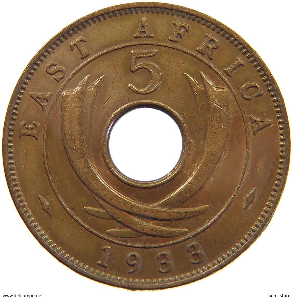 EAST AFRICA 5 CENTS 1933 George V. (1910-1936) #c034 0605 - Ostafrika Und Herrschaft Von Uganda