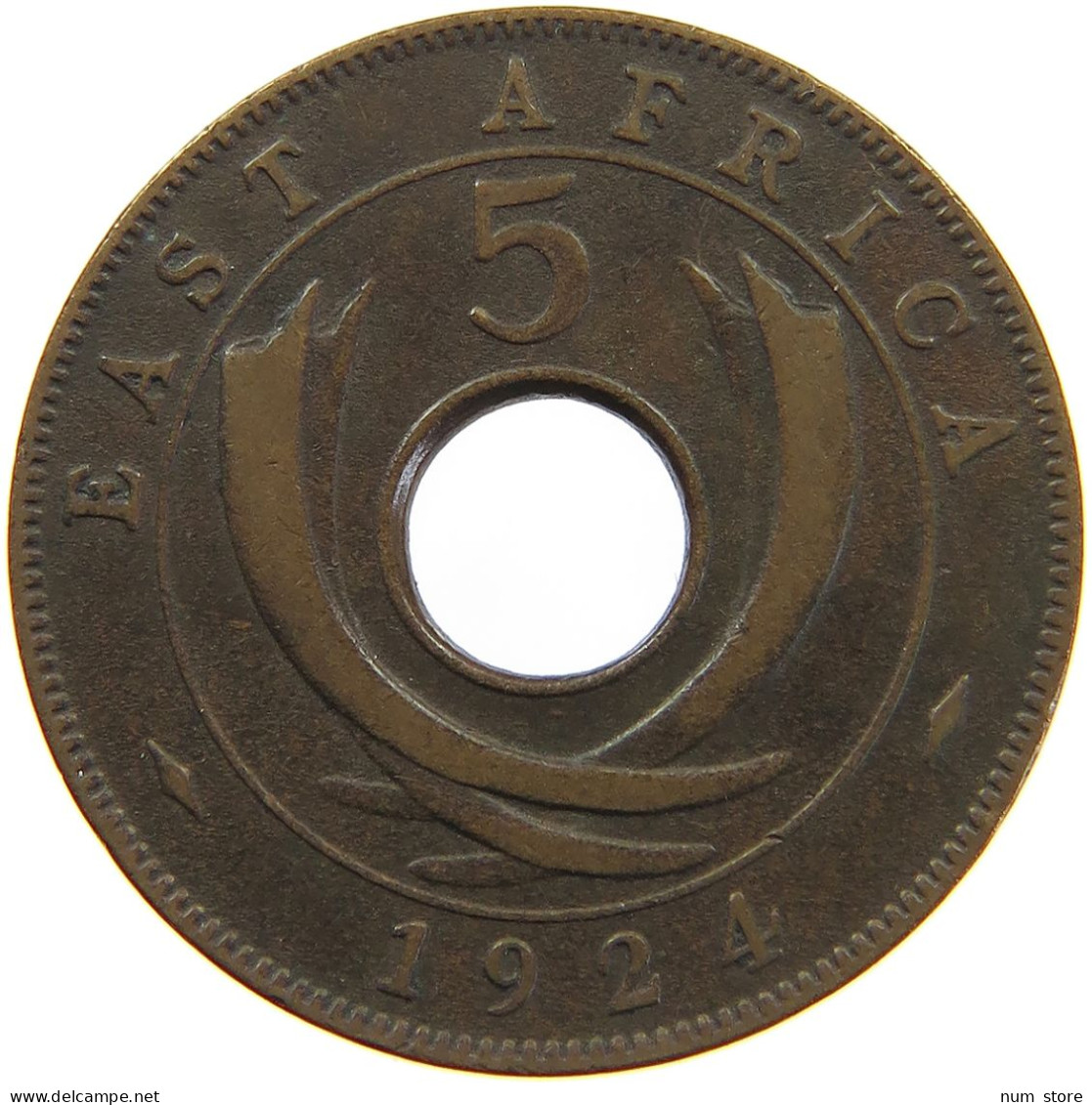 EAST AFRICA 5 CENTS 1924 George V. (1910-1936) #c012 0367 - Ostafrika Und Herrschaft Von Uganda