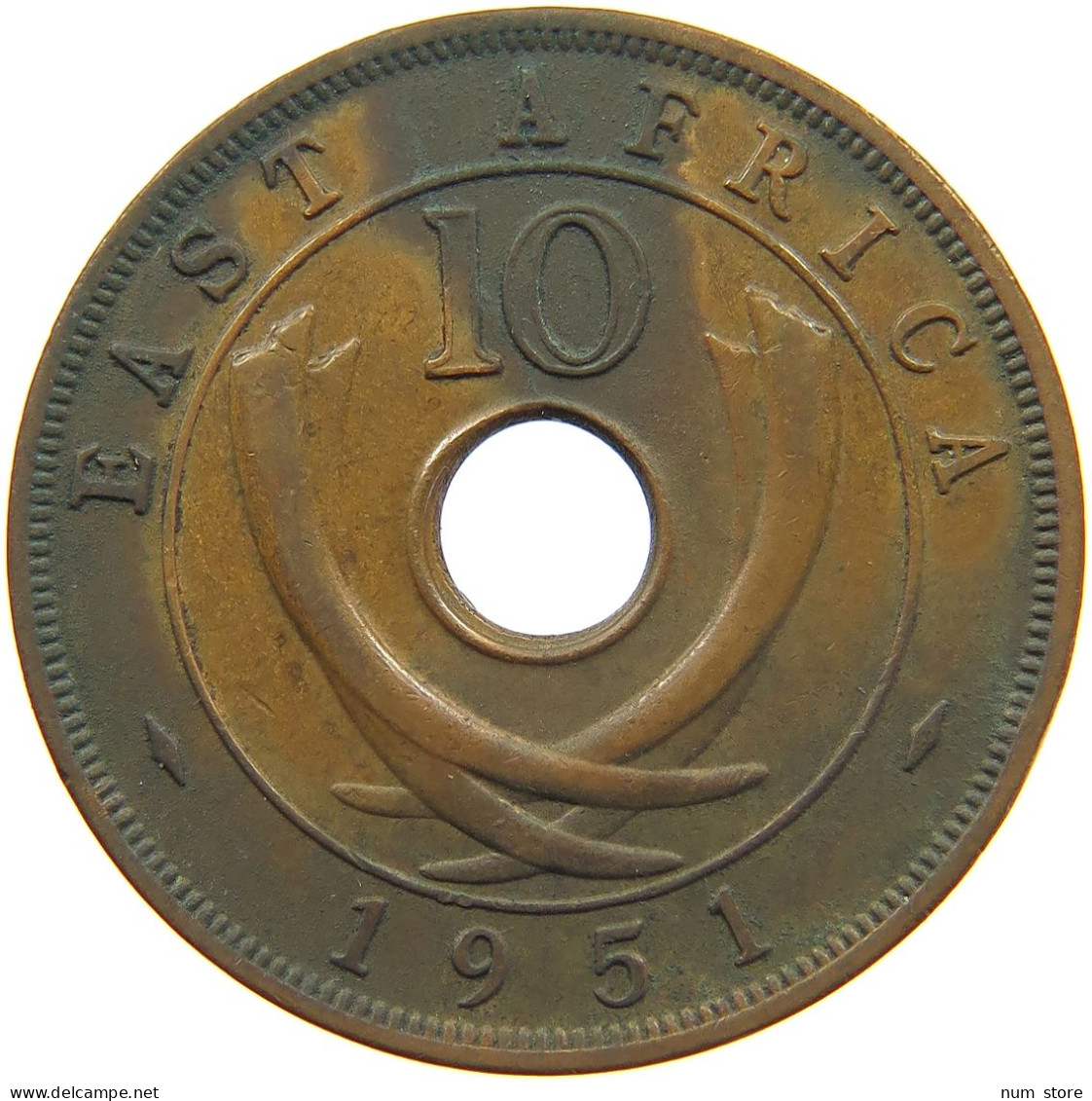 EAST AFRICA 10 CENTS 1951 George VI. (1936-1952) #c014 0449 - Oost-Afrika & Protectoraat Van Uganda